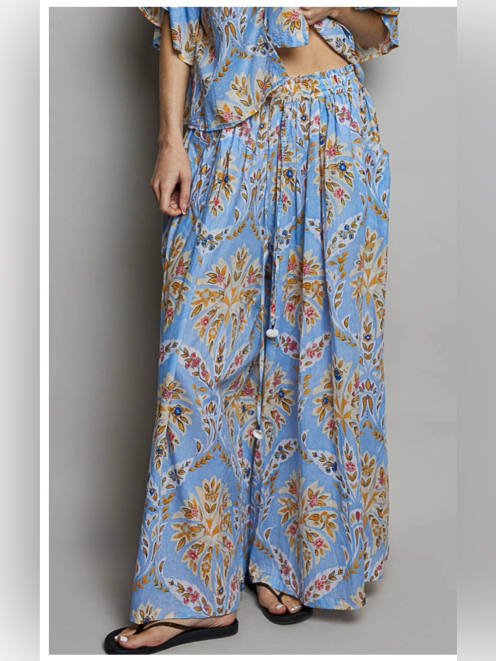 204. BRAND NEW POL Blue Floral Paisley Pants - Picture 2 of 2